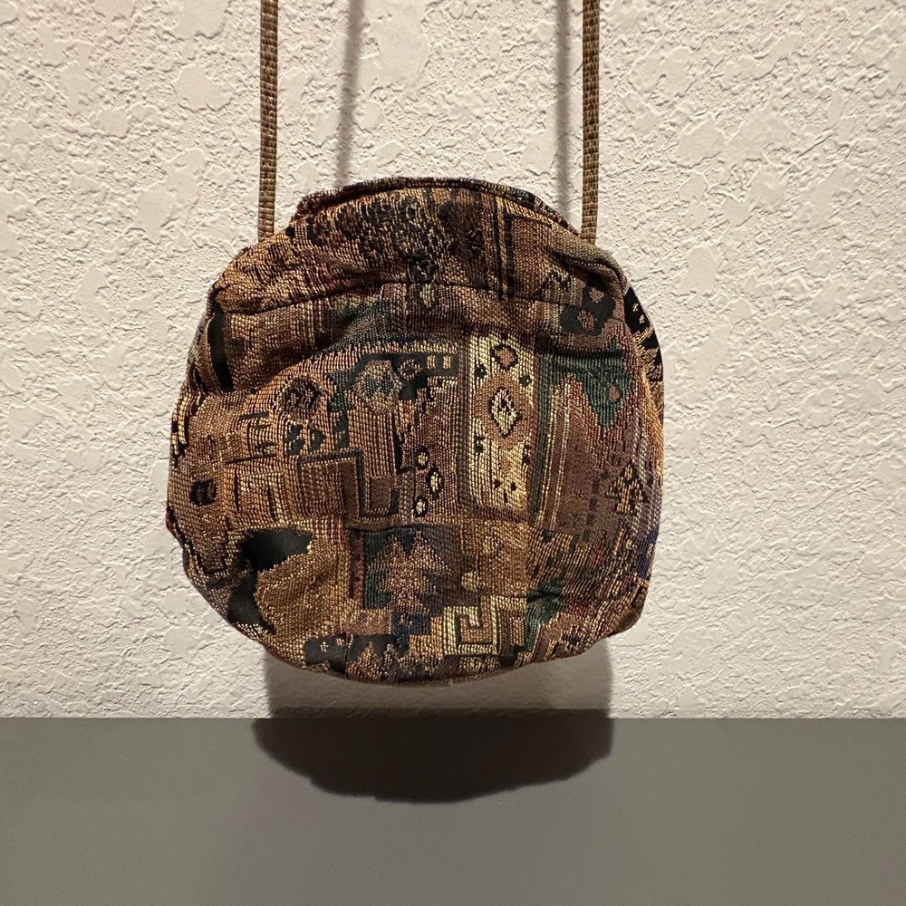Vintage Boho Tapestry Hobo Bag Purse Shoulder Handbag Ethnic Southwestern Brown